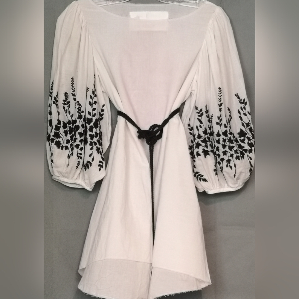 Y2k Vintage Yigal Azrouel Black Floral Embroidered Cotton Oversized Boho Blouse